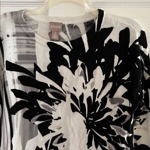 Chico's Monochrome Floral Sweater